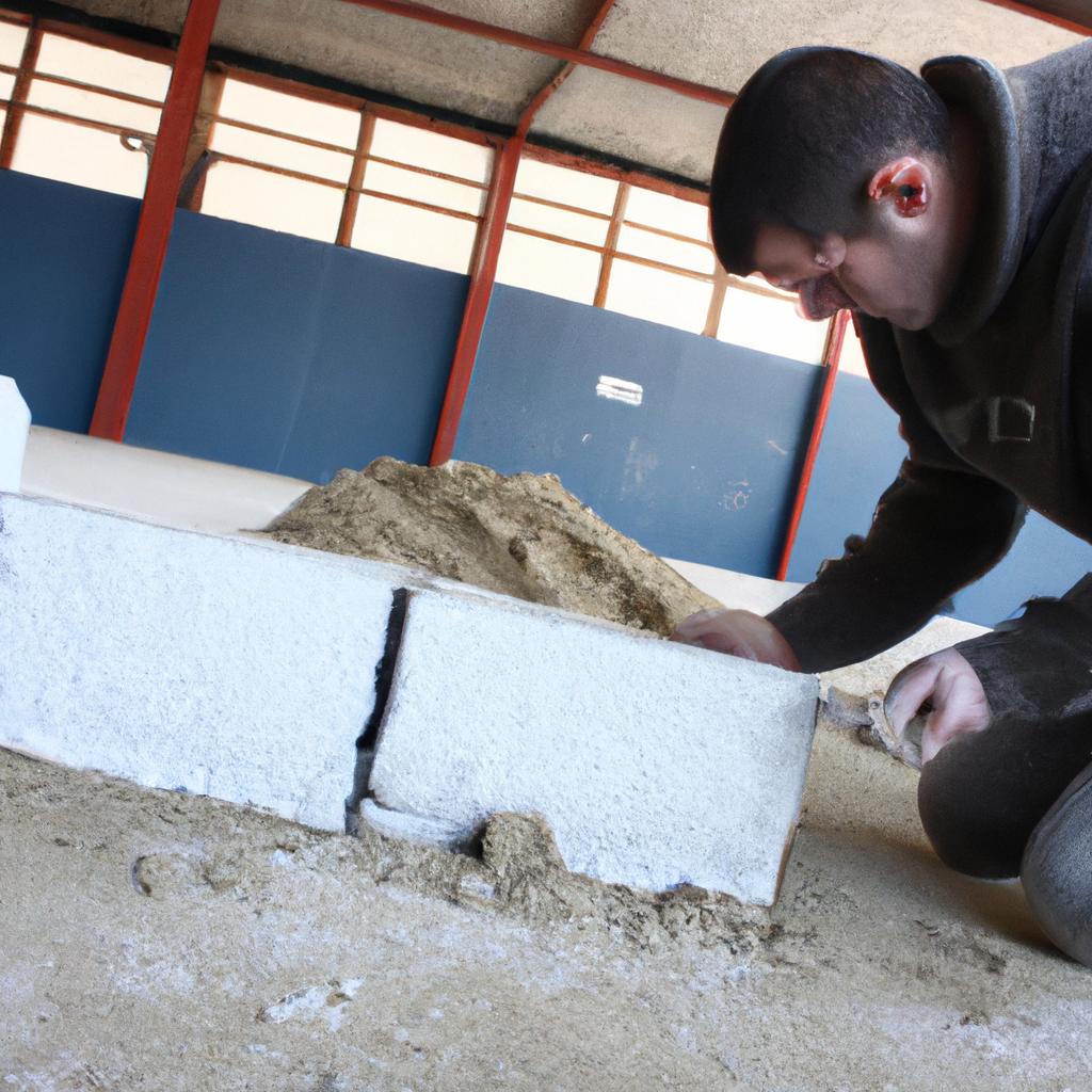 Person working with construction materials