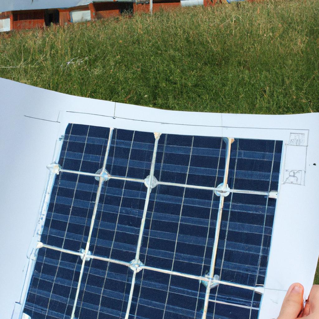 Person holding solar panel blueprint